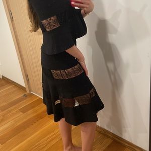 Valentino off shoulder black lace dress